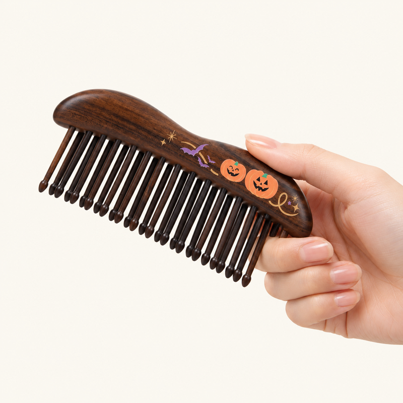 Mischief Maker | Inserted Tooth Craft & Lacquer Art Craft Chacate Preto Massage Comb