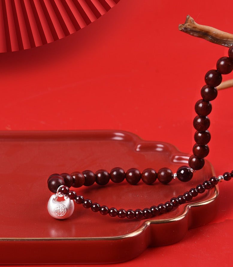 Gem and WOOD BEAD BRACELET