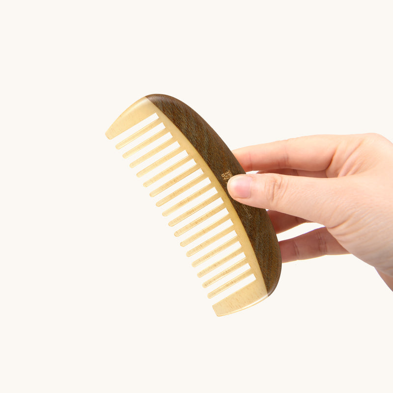 Sheep Horn & Wood Hair Comb