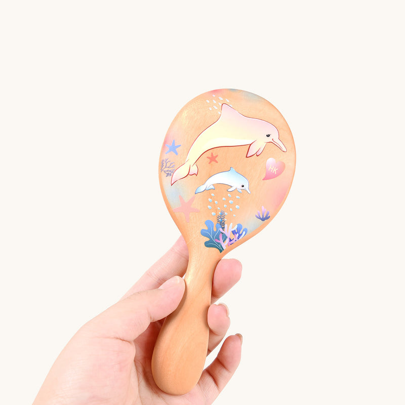 Dolphin wooden hair brush