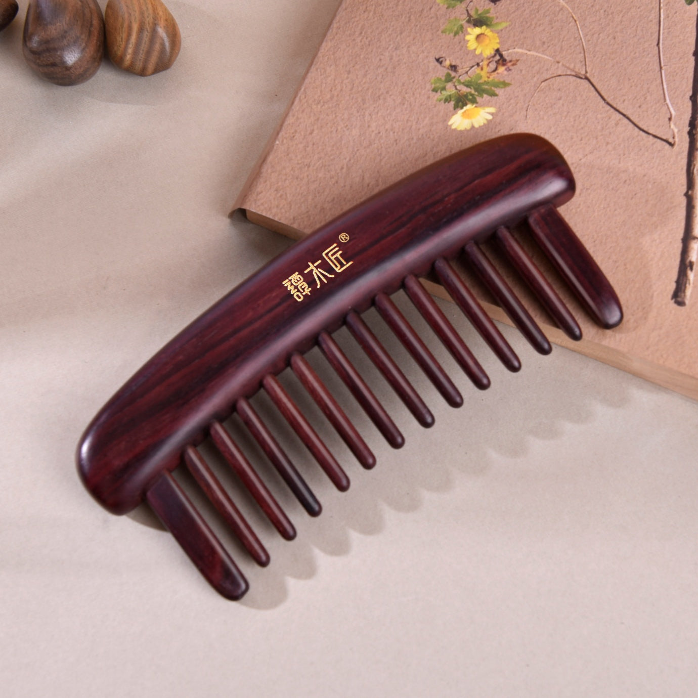 Rosewood Hair Massage Comb with Wide Tooth