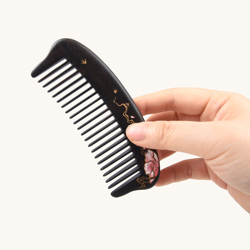 Wide tooth comb ebony wood