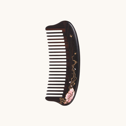 Wide tooth comb ebony wood
