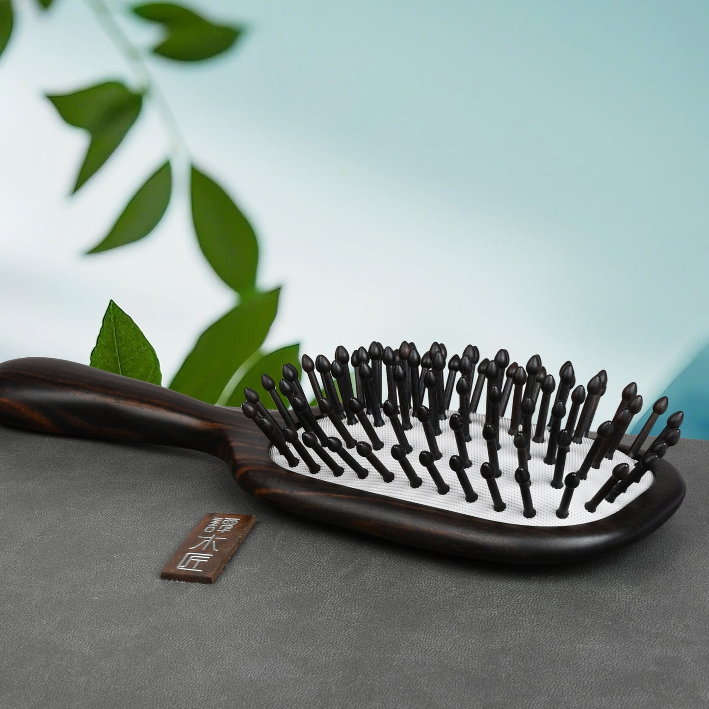 Ebony Cloisonn Hair Brush-Deer Forest