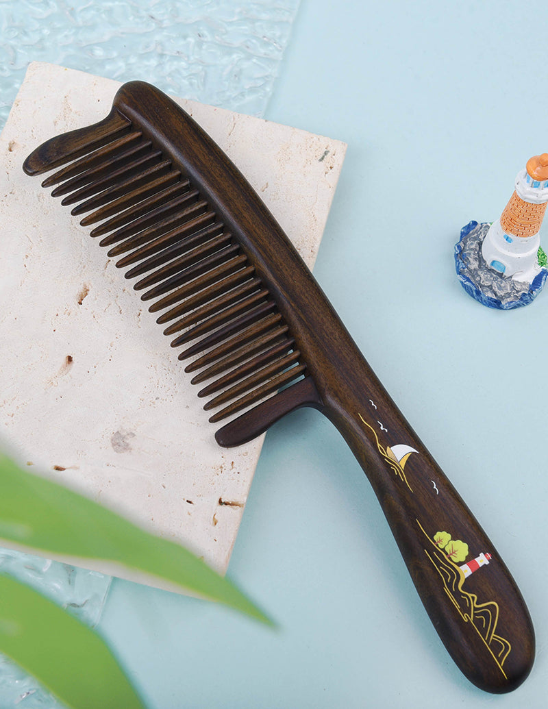 Handheld Wooden Comb, Hand-painting