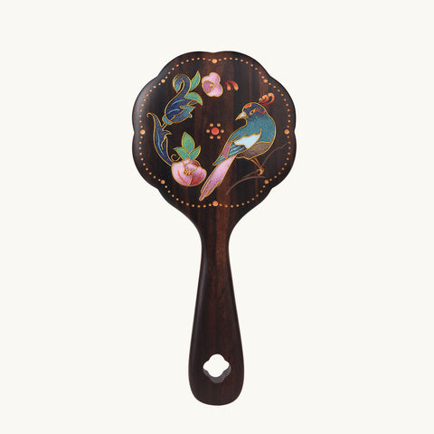 Wooden Cloisonn Enamel Handheld Mirror-Blossoms & Birds