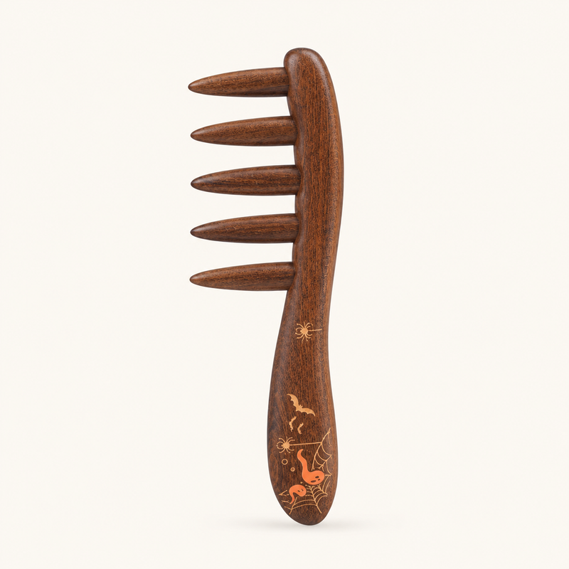 Spooky Delight | Inserted Tooth Craft & Lacquer Art Craft Chacate Preto Massage Comb
