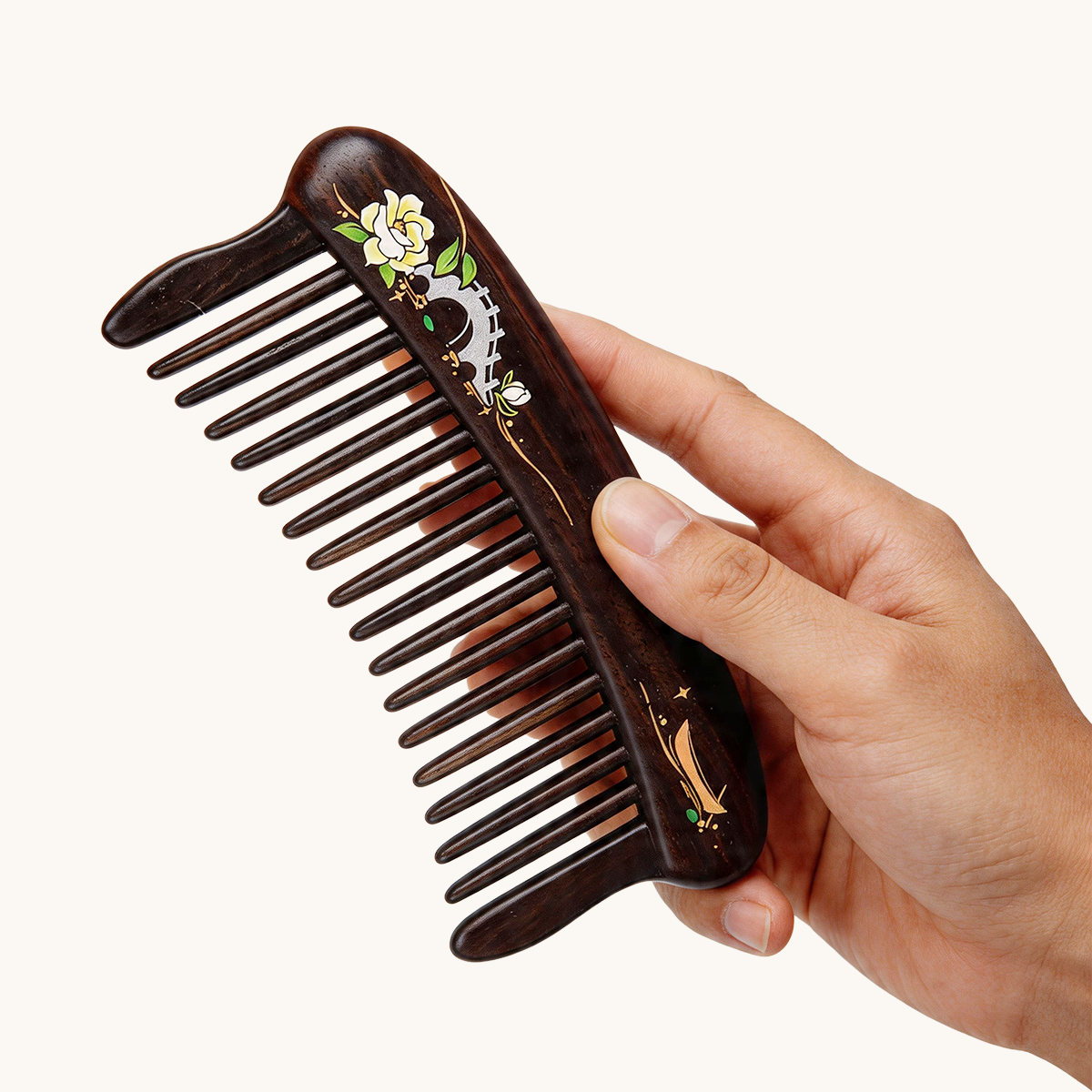 Wide Tooth Ebony Wood Comb