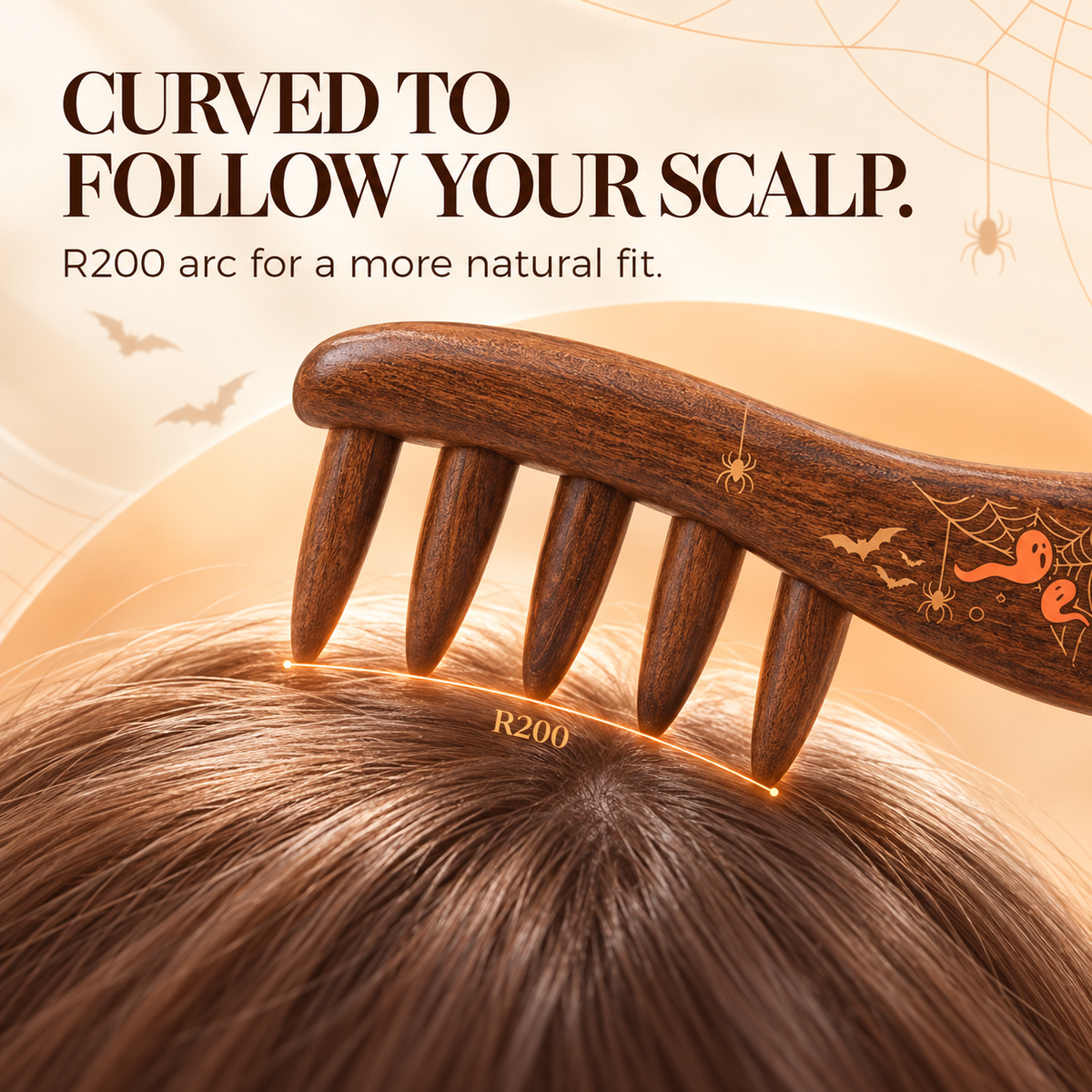 Spooky Delight | Inserted Tooth Craft & Lacquer Art Craft Chacate Preto Massage Comb