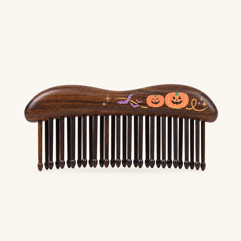 Mischief Maker | Inserted Tooth Craft & Lacquer Art Craft Chacate Preto Massage Comb