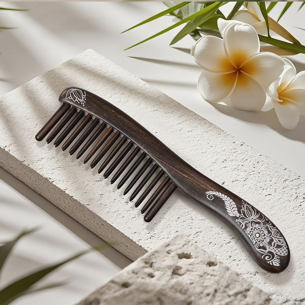 Wooden Hair Comb Rafflesia Flower Art with Crystal-Blooming