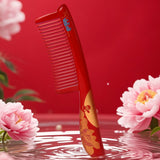 Harmony & Full Moon Red Wooden Hair Comb