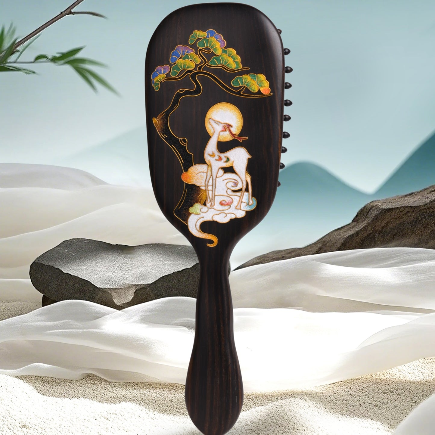Ebony Cloisonn¡§| Hair Brush-Deer Forest