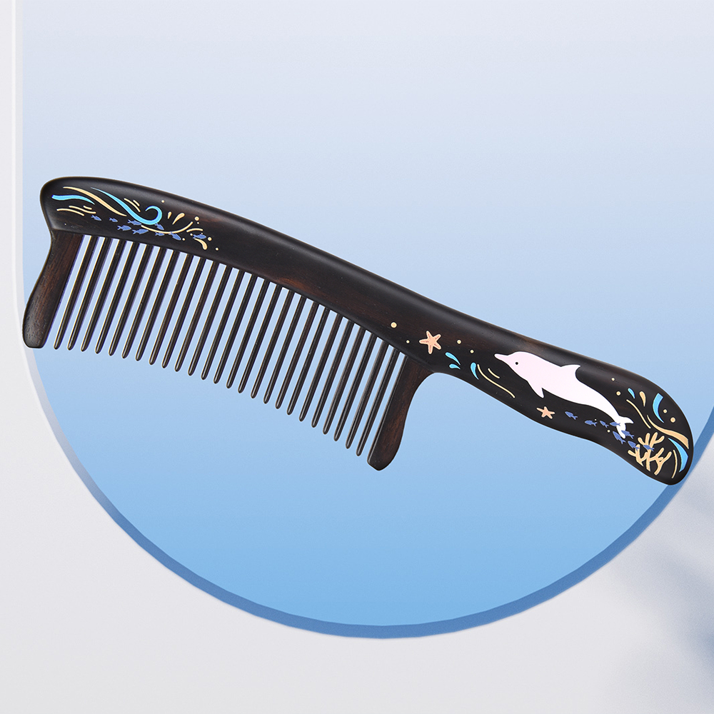Dolphin Long Handle wooden comb