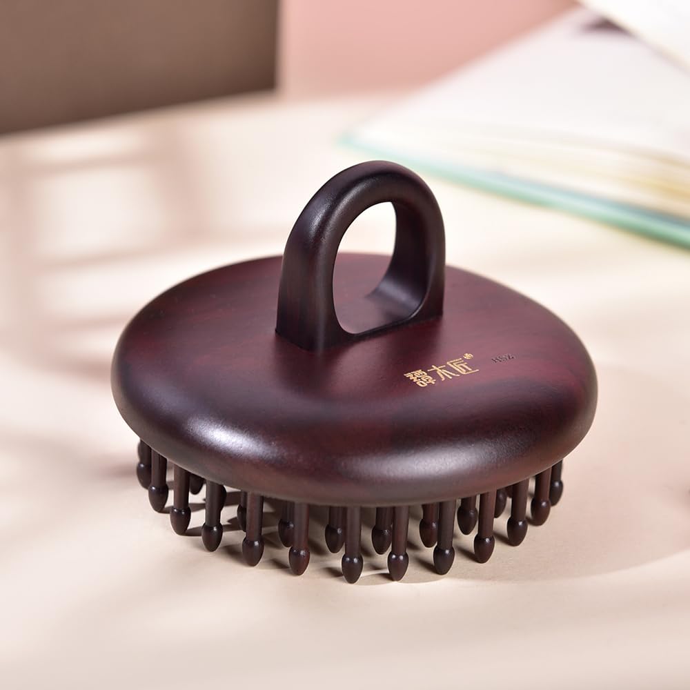 Rosewood Inserted Teeth Handheld Round Brush