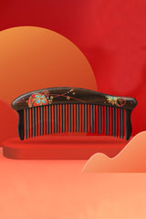 Wooden Comb with Embroidered Ball Pattern