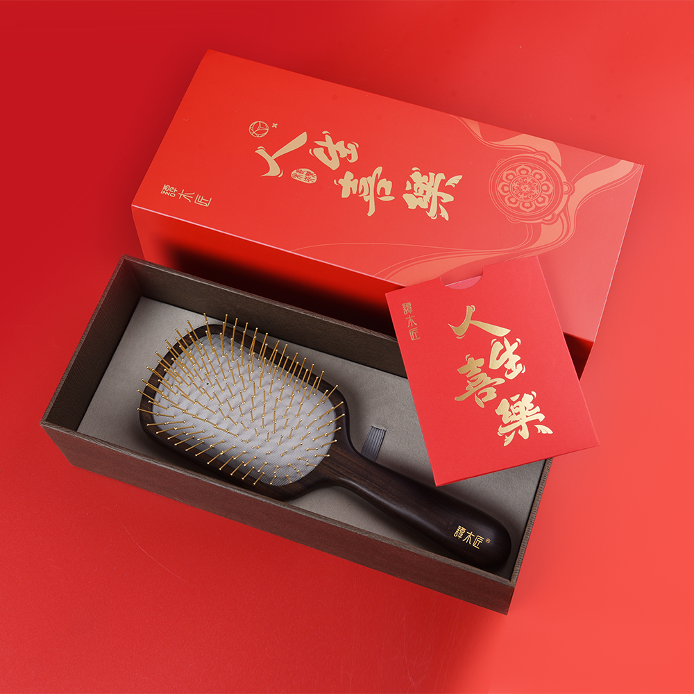 Wooden Brush with Drum Pattern