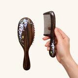 Purple Elegance | Lacquer Art Craft Chacate Preto Pair Comb Gift Set