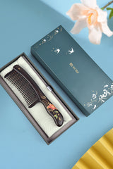 Butterfly and Flower Wood Comb