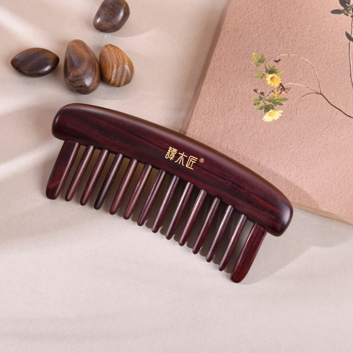 Rosewood Hair Massage Comb with Wide Tooth