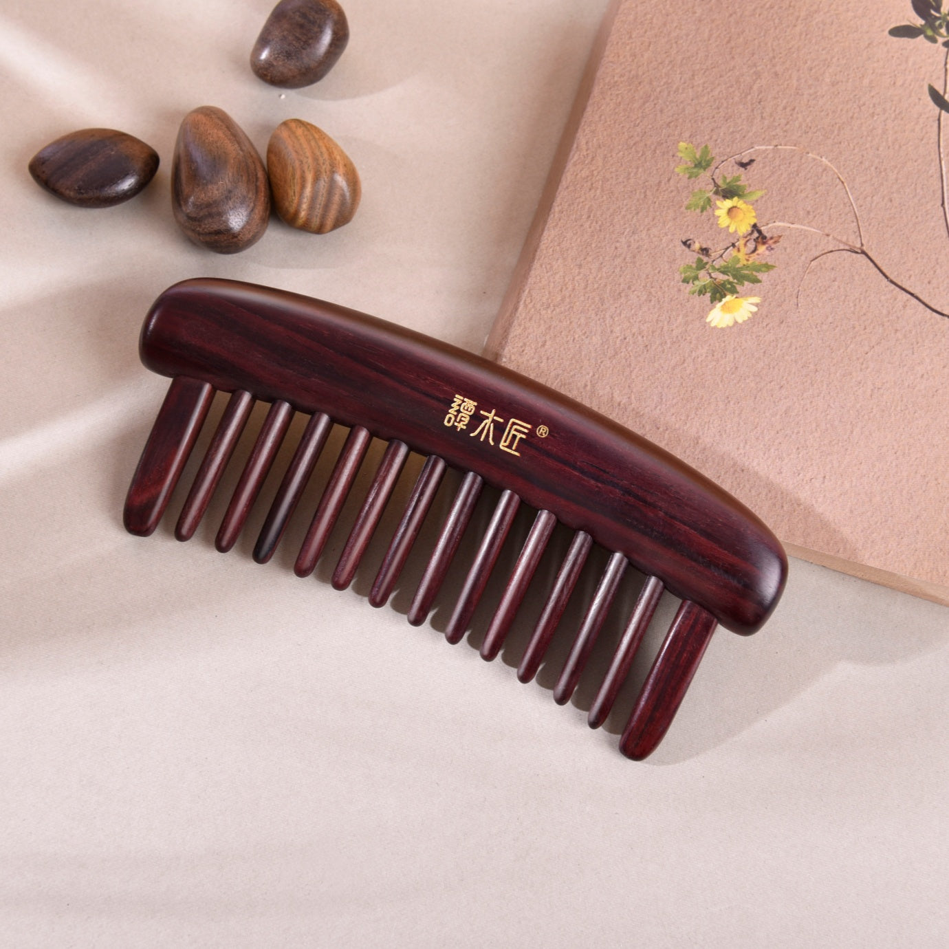 Rosewood Hair Massage Comb with Wide Tooth