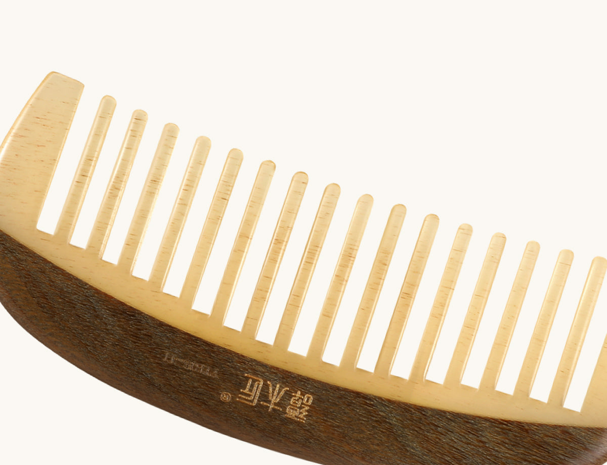 Sheep Horn & Wood Hair Comb
