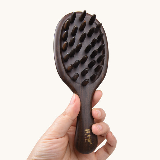 Tooth inserted Wood Hair Brush