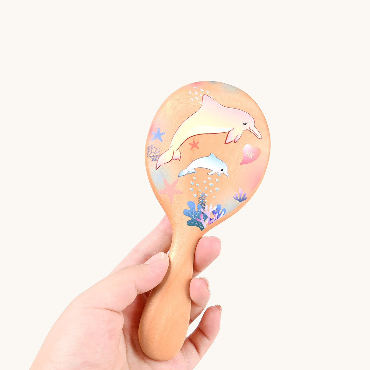 Dolphin wooden hair brush