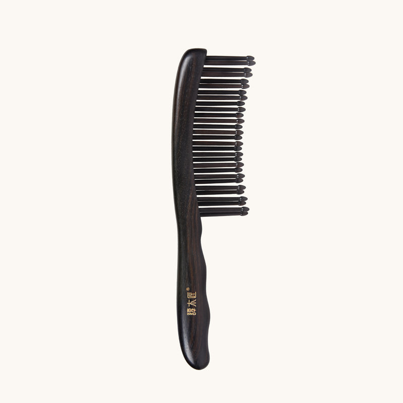Tooth-inserted black Wood Comb