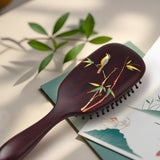 Black Rosewood Hair Comb-Landscape Green