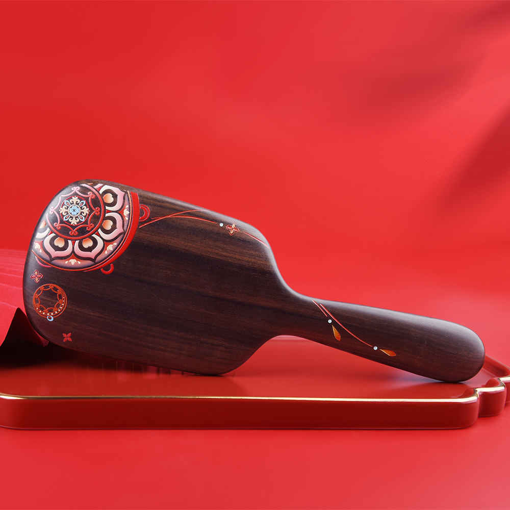 Wooden Brush with Drum Pattern