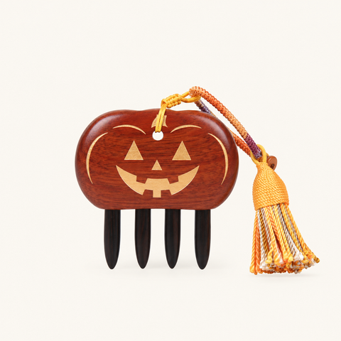 Pumpkin Spirit | Inserted Tooth Craft & Lacquer Art Craft Satine Bloodwood & Ebony Massage Comb