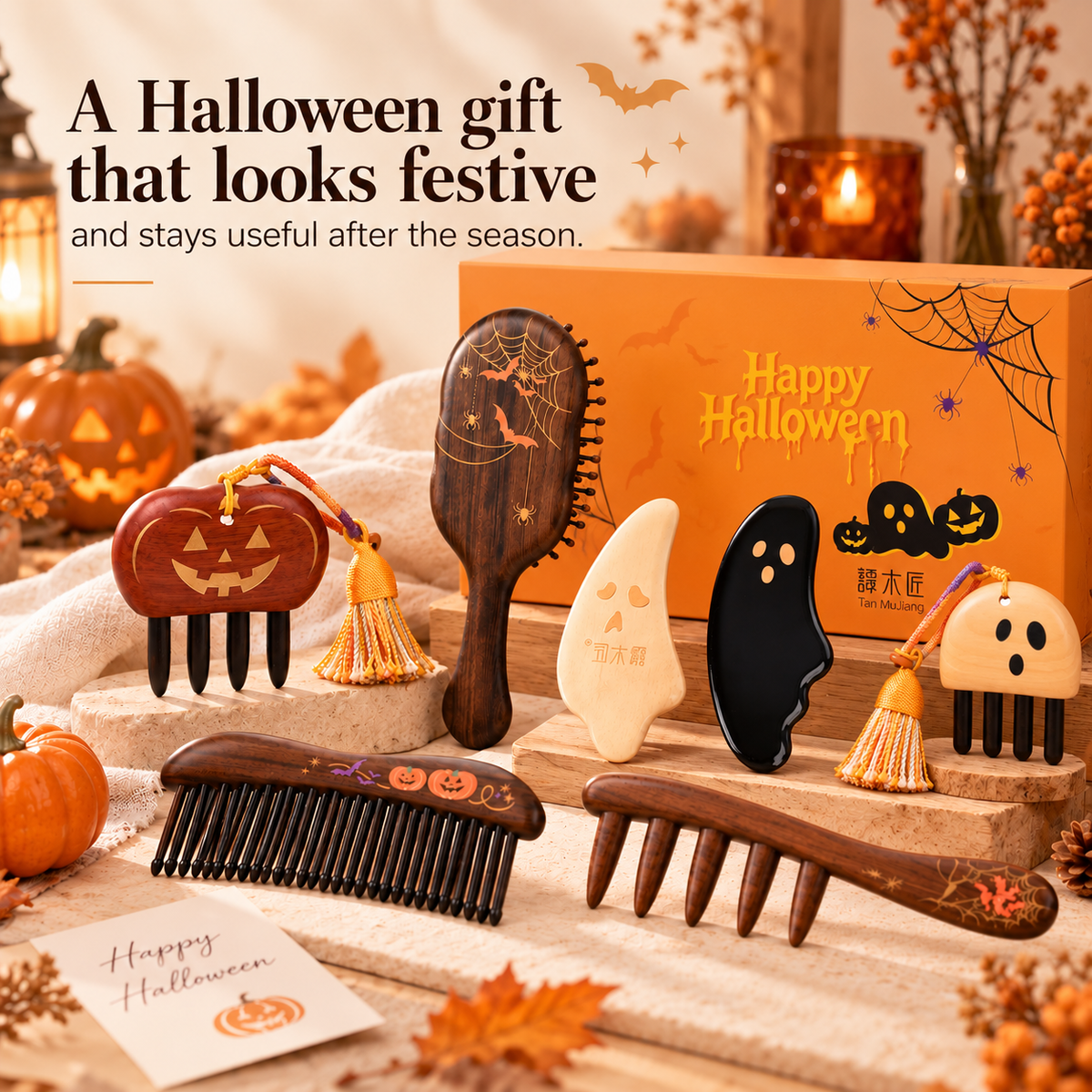 Mischief Maker | Inserted Tooth Craft & Lacquer Art Craft Chacate Preto Massage Comb
