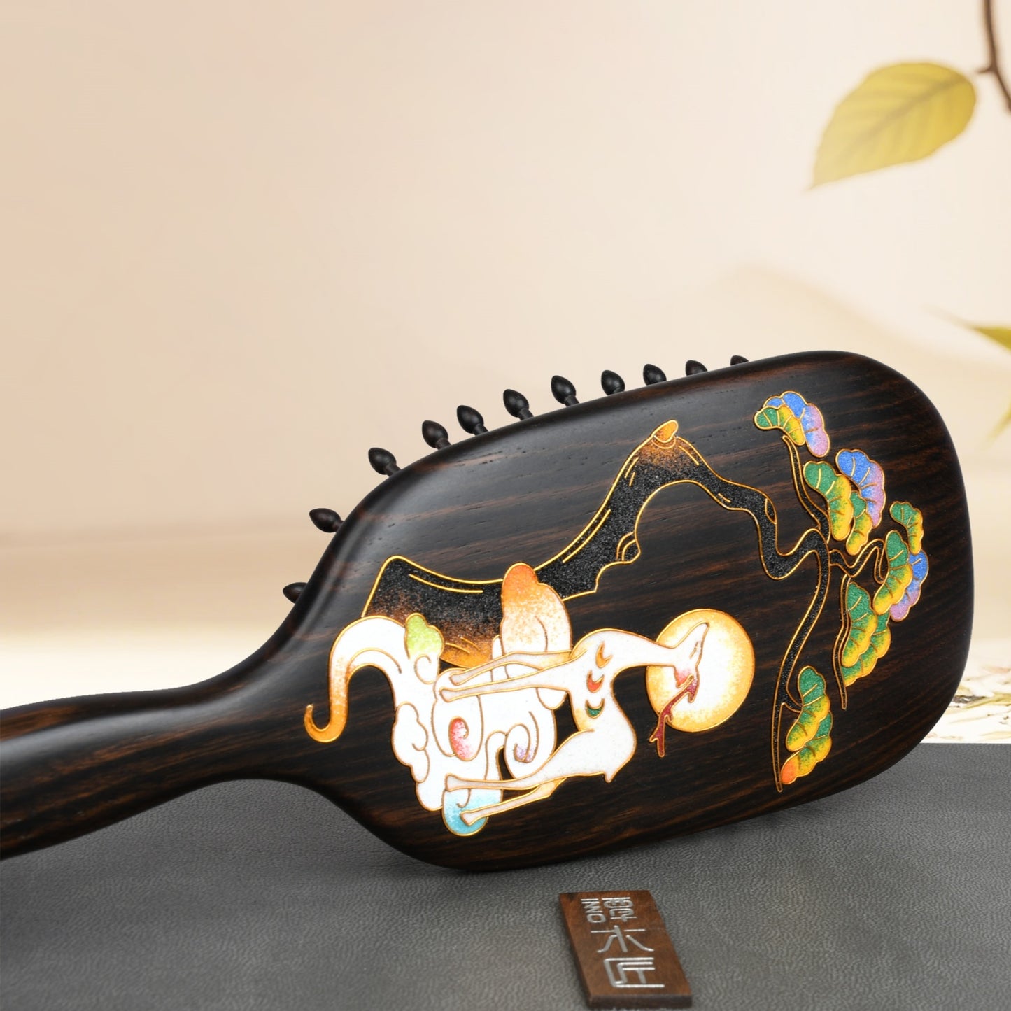 Ebony Cloisonn¡§| Hair Brush-Deer Forest