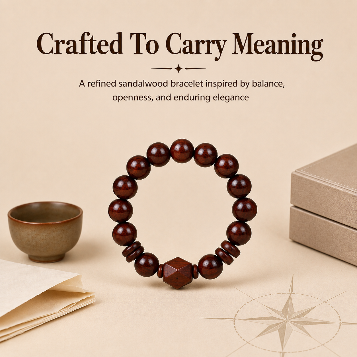 Fortune in All Directions | Red Sandalwood Beaded Bracelet
