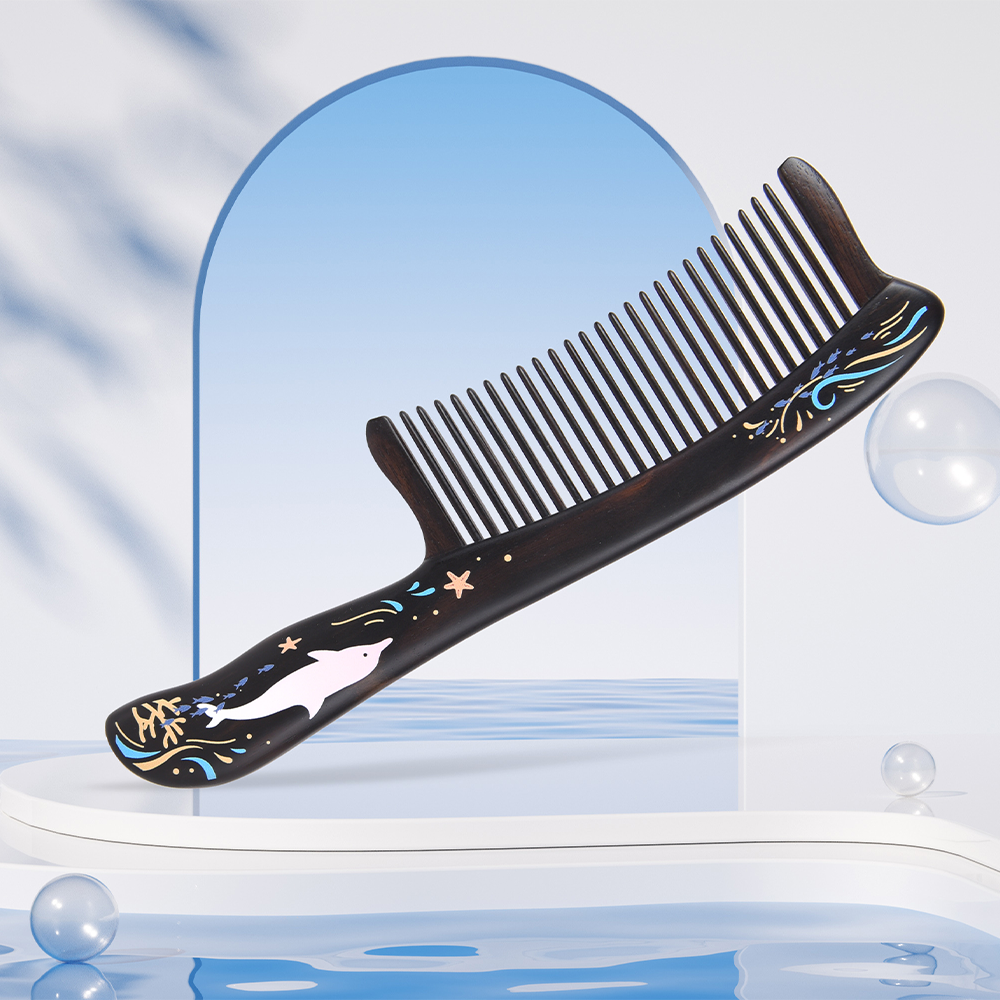 Dolphin Long Handle wooden comb