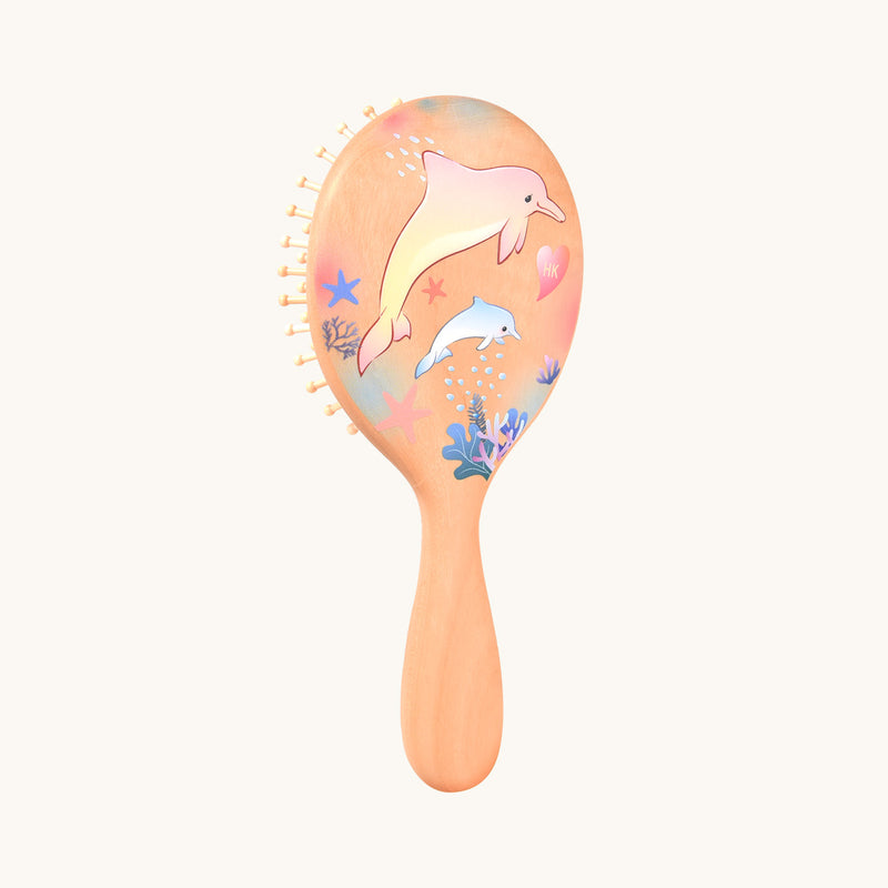 Dolphin wooden hair brush