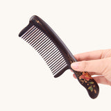 Butterfly and Flower Wood Comb