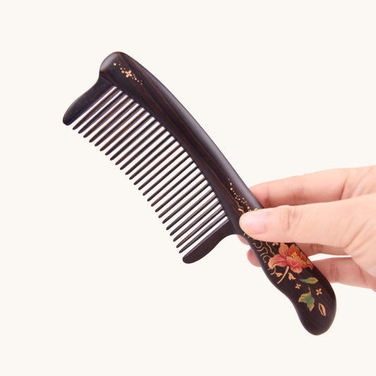Butterfly and Flower Wood Comb