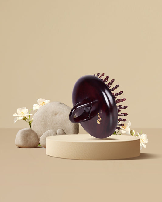 Rosewood Cushion Handheld Hair Brush Round Shape