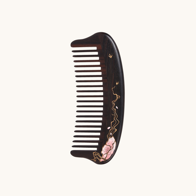 Wide tooth comb ebony wood
