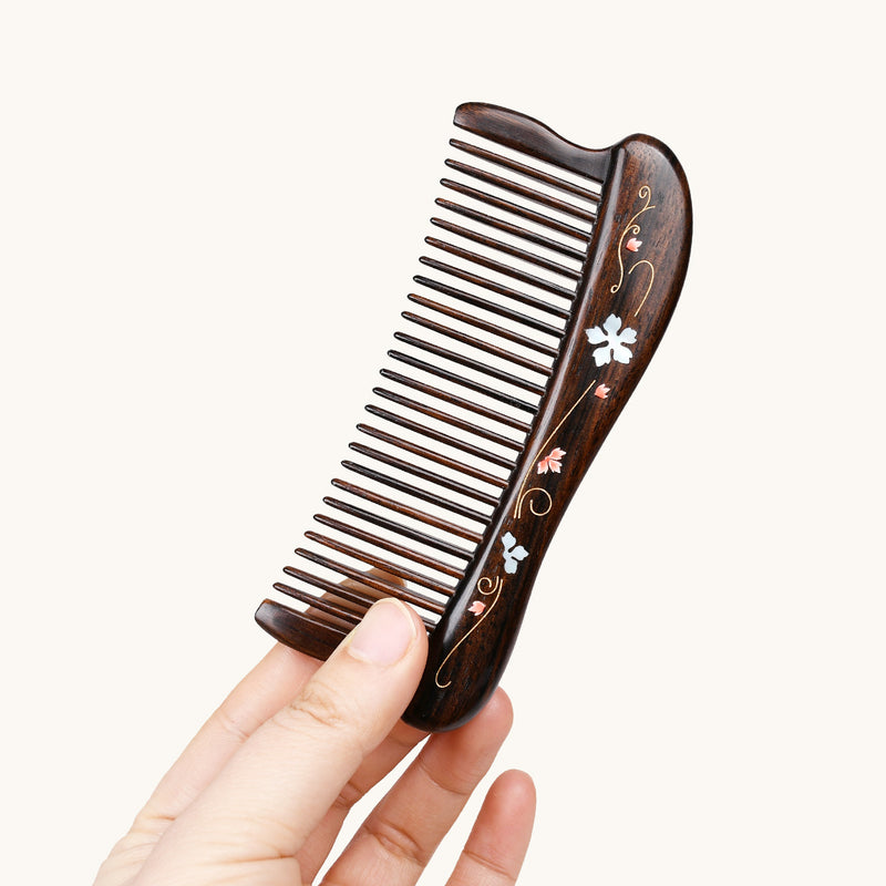 Hair Comb Teeth inlay Flower Blossom