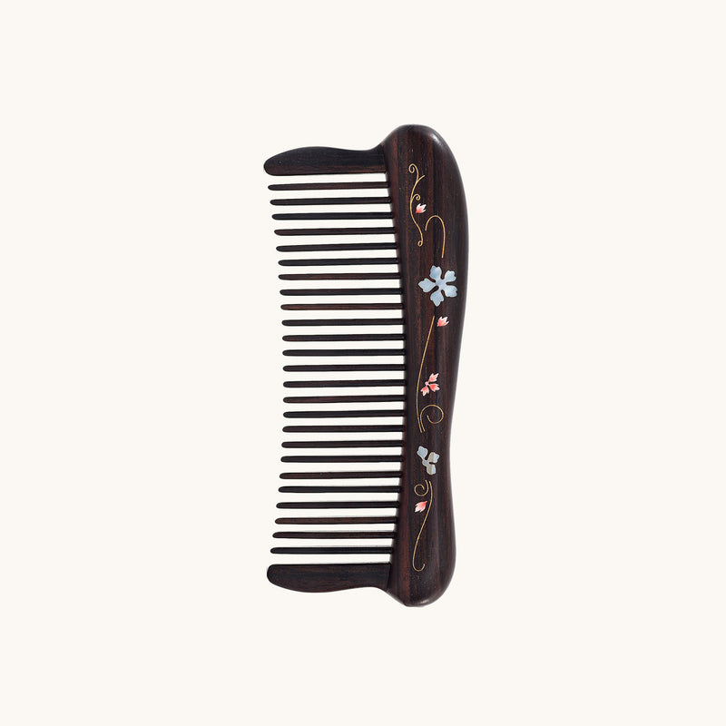 Hair Comb Teeth inlay Flower Blossom