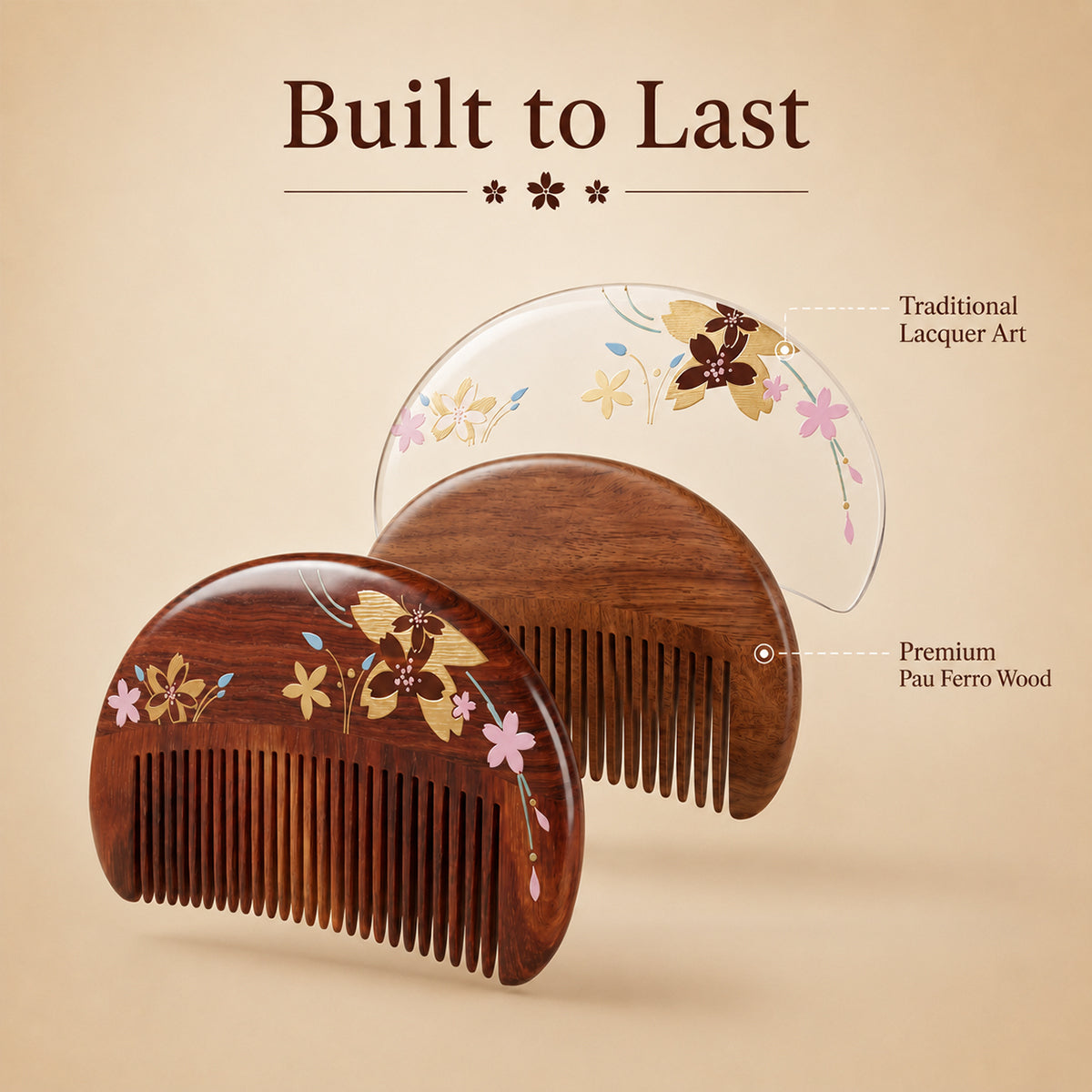 Abundant Blessings | Lacquer Art Craft Pau Rosa Wood Comb