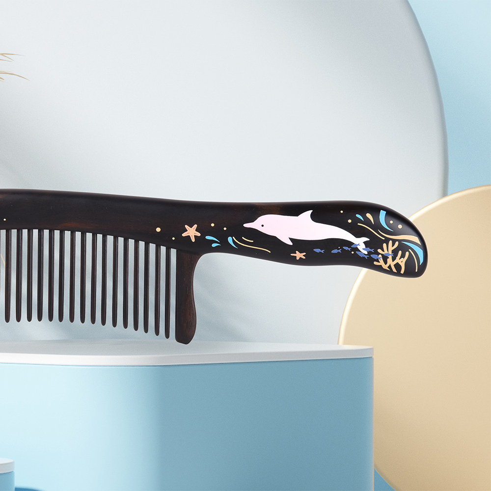 Dolphin Long Handle wooden comb