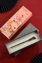 Broche à cheveux en bois d'ébène en forme de luth