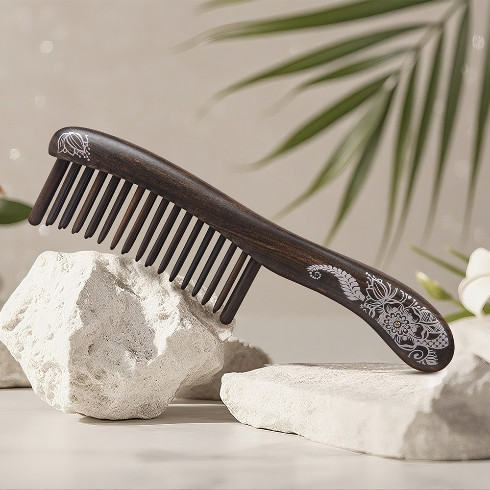 Wooden Hair Comb Rafflesia Flower Art with Crystal-Blooming