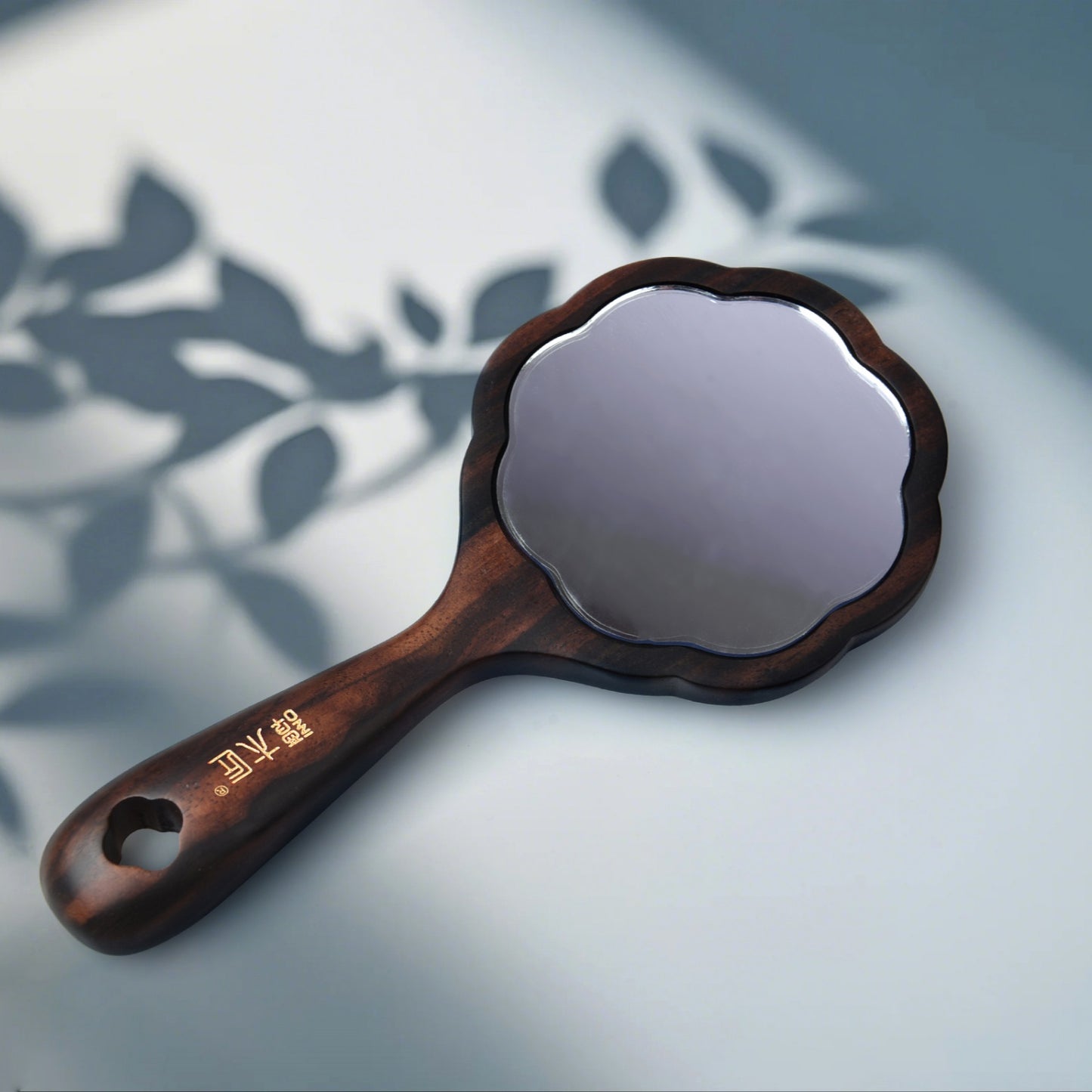 Wooden Cloisonn¡§| Enamel Handheld Mirror-Blossoms & Birds