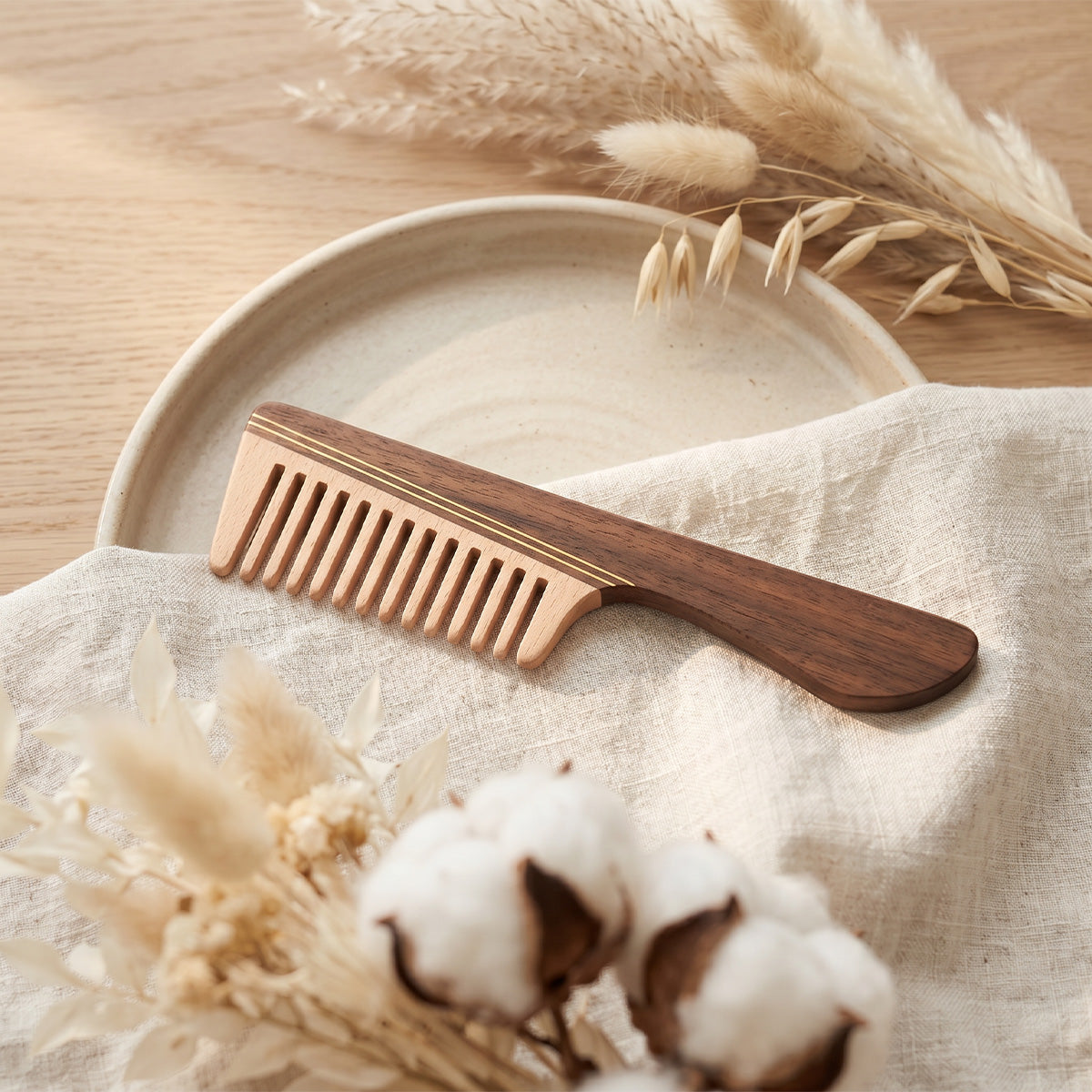 Quiet Clarity | Lacquer Art Craft Black Walnut & Beech Wood Comb