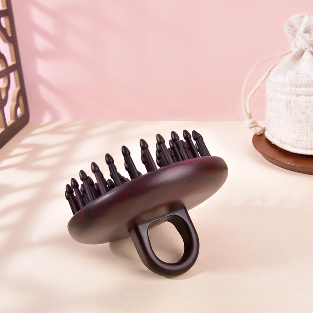 Rosewood Inserted Teeth Handheld Round Brush